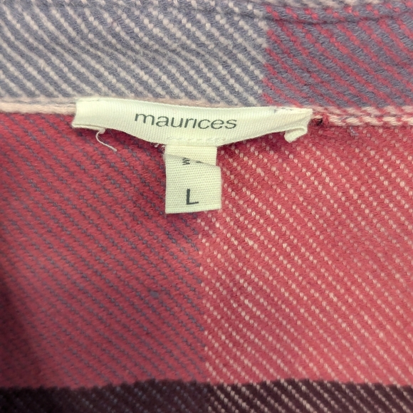 4/$30 Maurices Pink & Purple Flannel Shirt Jacket Shacket #152 - Picture 3 of 6